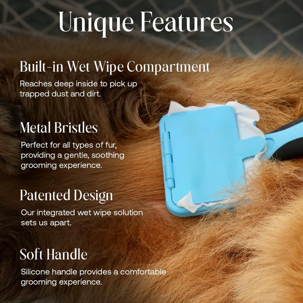 Tidy Coat Wet Wipe Dog Brush, Dog Grooming, Dog Accessories, - Picture 5 of 8